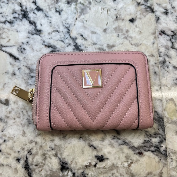 Victoria's Secret Handbags - Victoria's Secret Pink Quilted Zip Wallet with Gold Accent